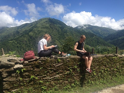 Sofie_Mathias_Paperwork_Outside_Nepal